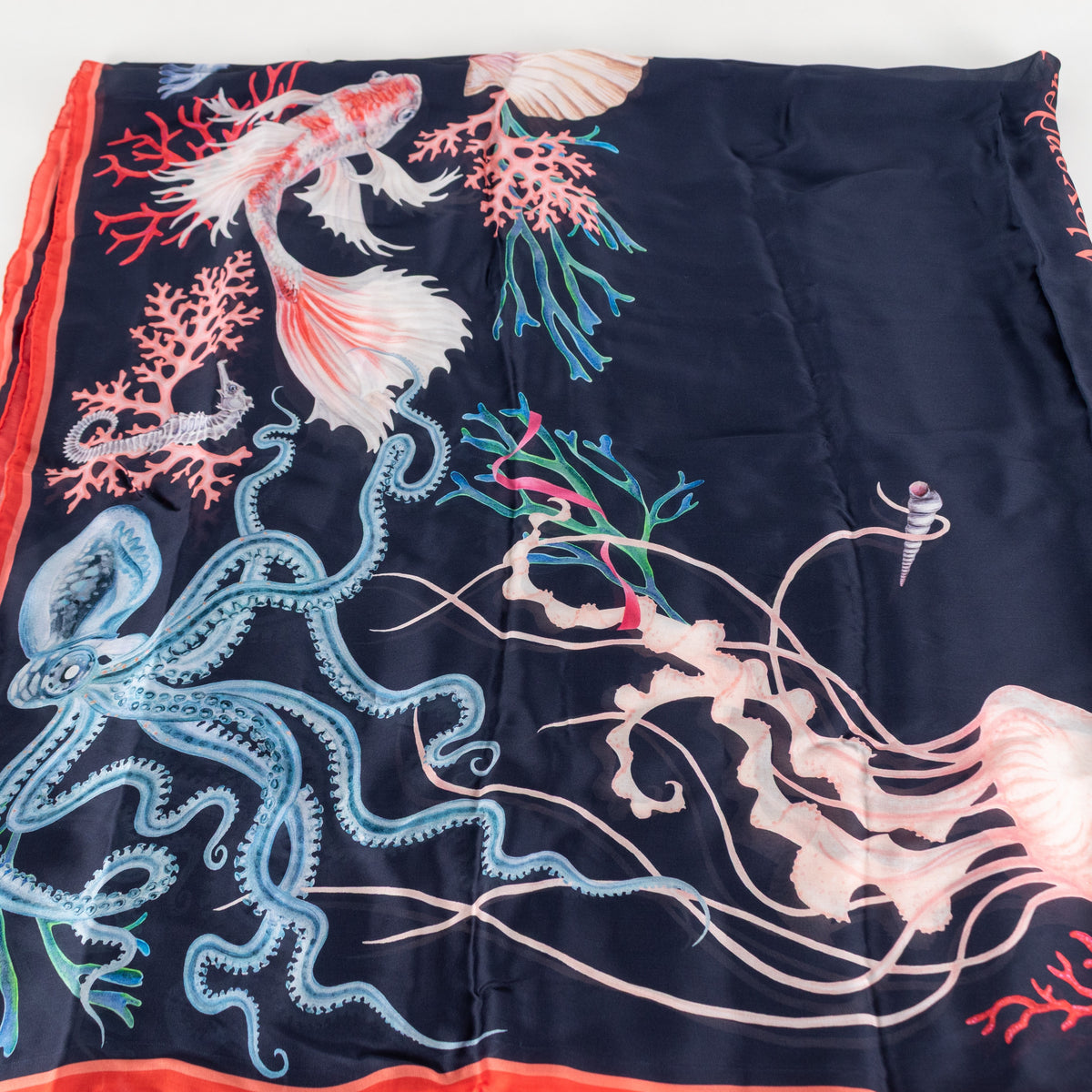 Alexander McQueen Silk Underwater Logo Scarf - Image 4
