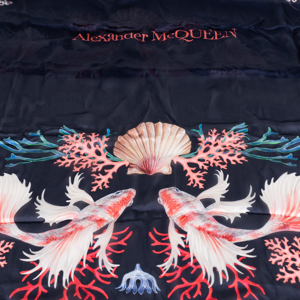 Alexander McQueen Silk Underwater Logo Scarf - Image 7