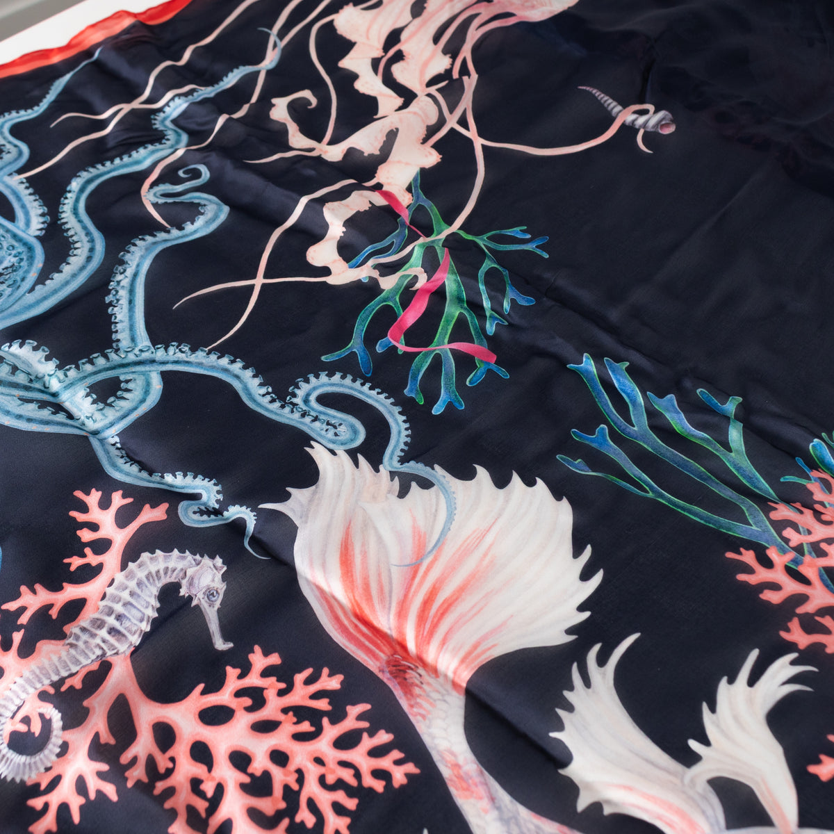 Alexander McQueen Silk Underwater Logo Scarf - Image 8