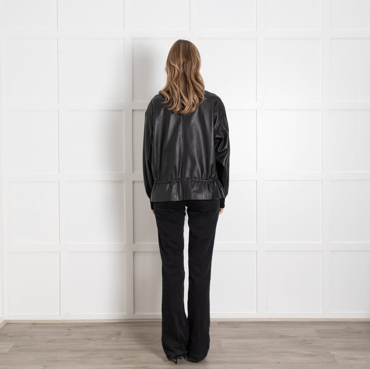 All Saints Black Bomber Style Leather Jacket - Image 4