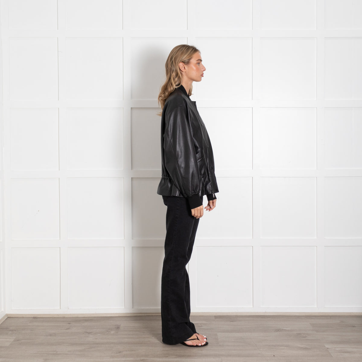All Saints Black Bomber Style Leather Jacket - Image 5