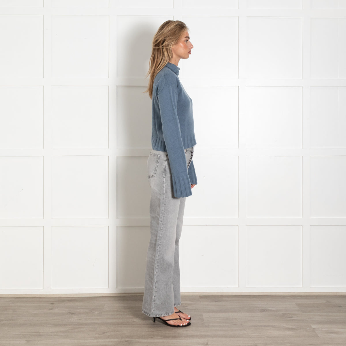 Allude Blue Cashmere Knit Turtleneck Sweater - Image 6
