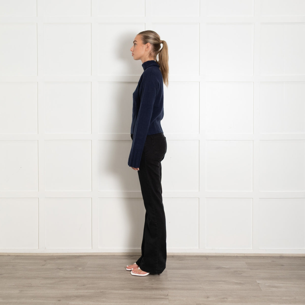 Allude Navy Roll Neck Cashmere Blend Jumper - Image 4