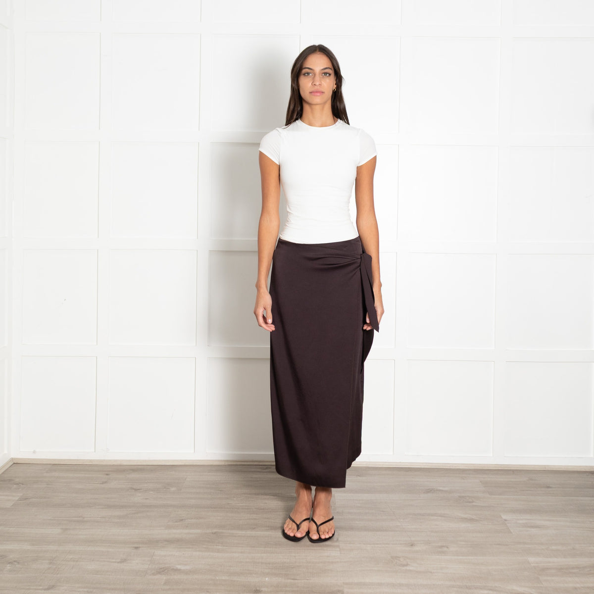 Amina Rubinacci Brown Wrap Silk Skirt - Image 1