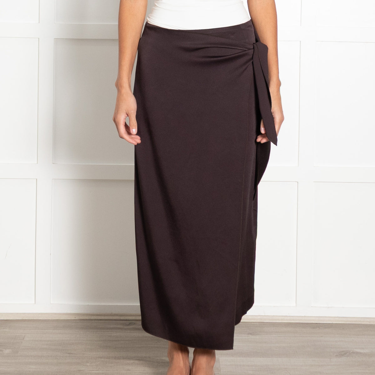 Amina Rubinacci Brown Wrap Silk Skirt - Image 2