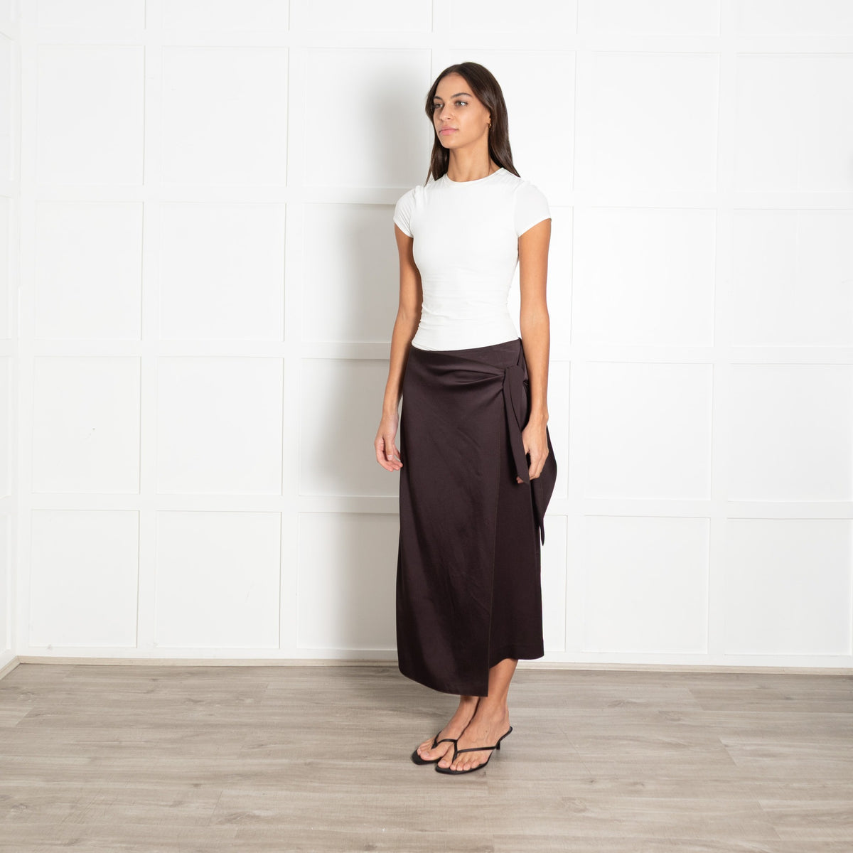 Amina Rubinacci Brown Wrap Silk Skirt - Image 3