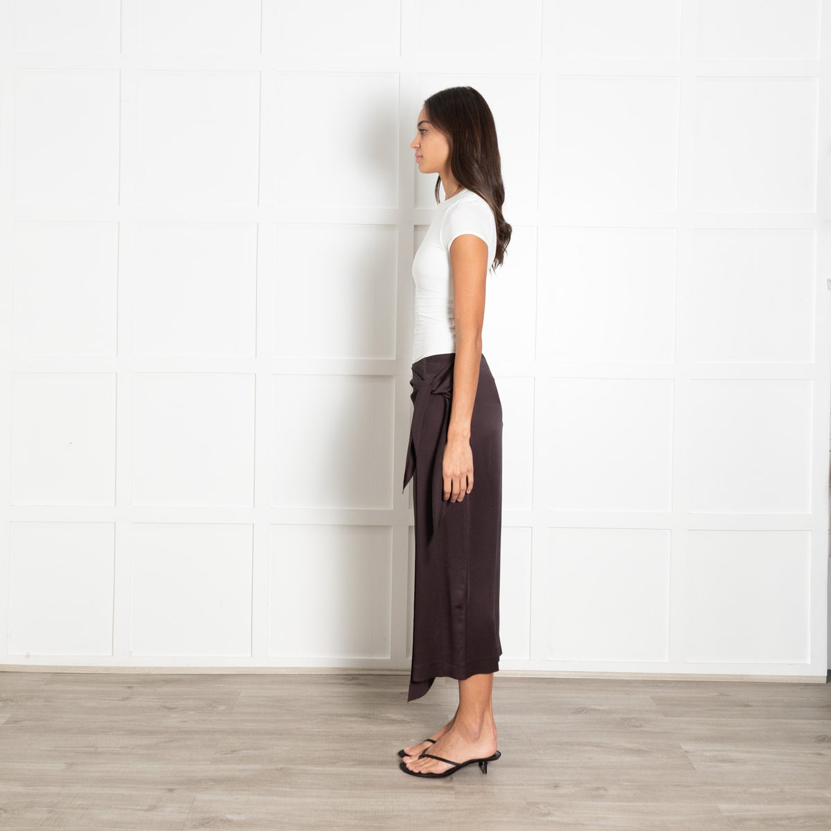 Amina Rubinacci Brown Wrap Silk Skirt - Image 4