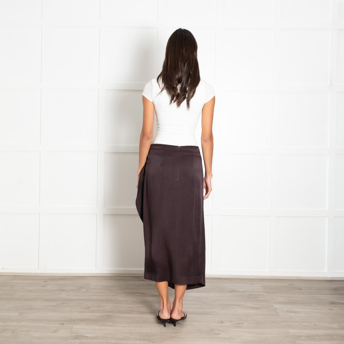 Amina Rubinacci Brown Wrap Silk Skirt - Image 5