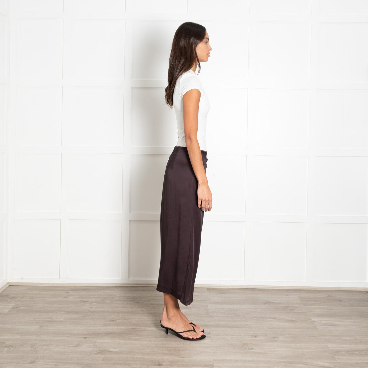 Amina Rubinacci Brown Wrap Silk Skirt - Image 6