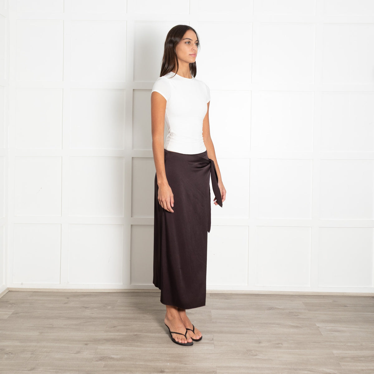 Amina Rubinacci Brown Wrap Silk Skirt - Image 7