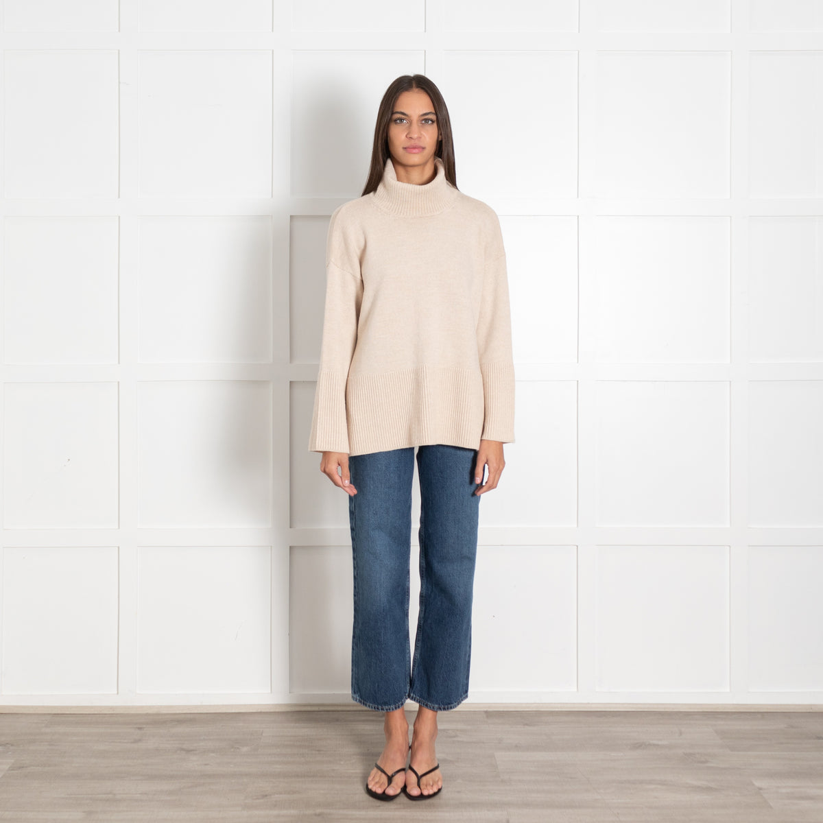Amina Rubinacci Light Beige Wool Roll Neck Jumper UK 12 - Image 1