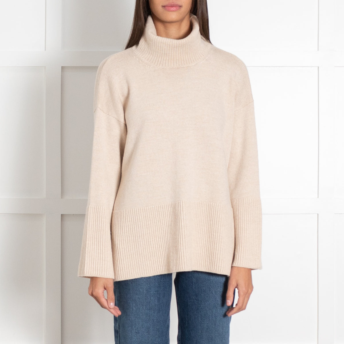 Amina Rubinacci Light Beige Wool Roll Neck Jumper UK 12 - Image 2