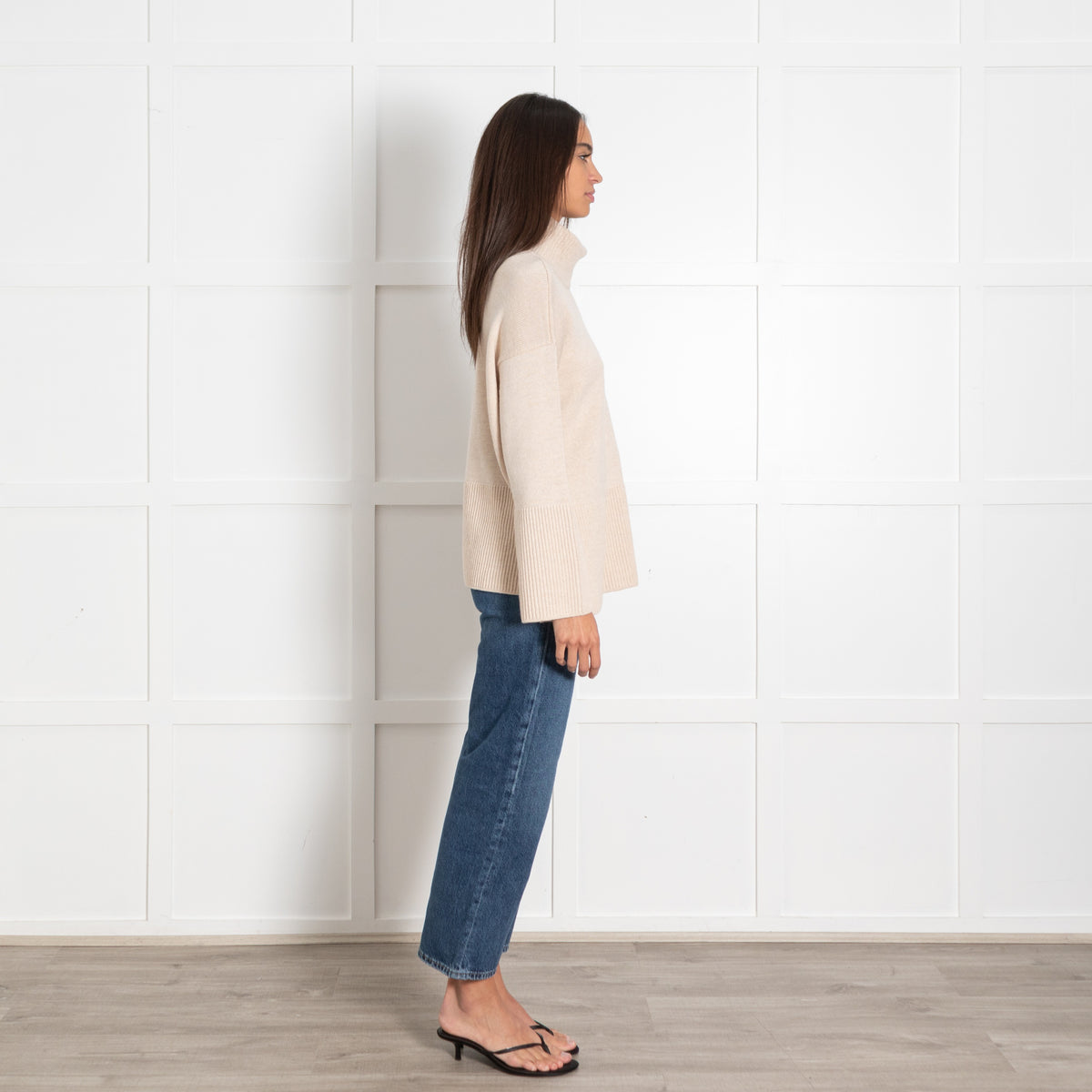 Amina Rubinacci Light Beige Wool Roll Neck Jumper UK 12 - Image 6