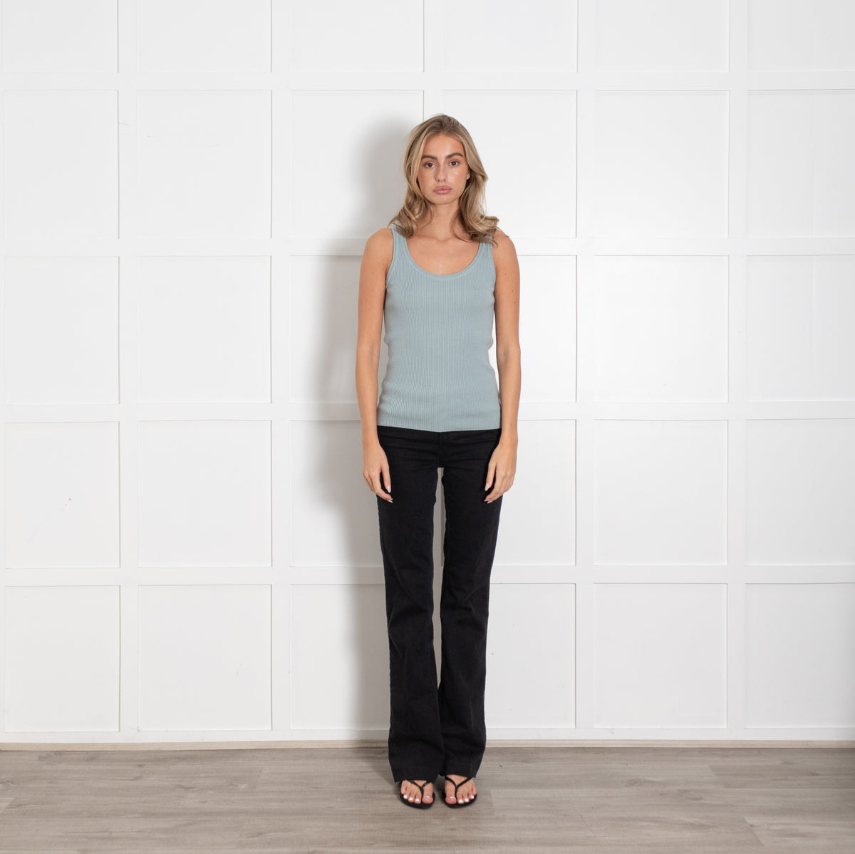 Amina Rubinacci Light Blue Sleeveless Knitted Wool Top UK 8 - Image 1