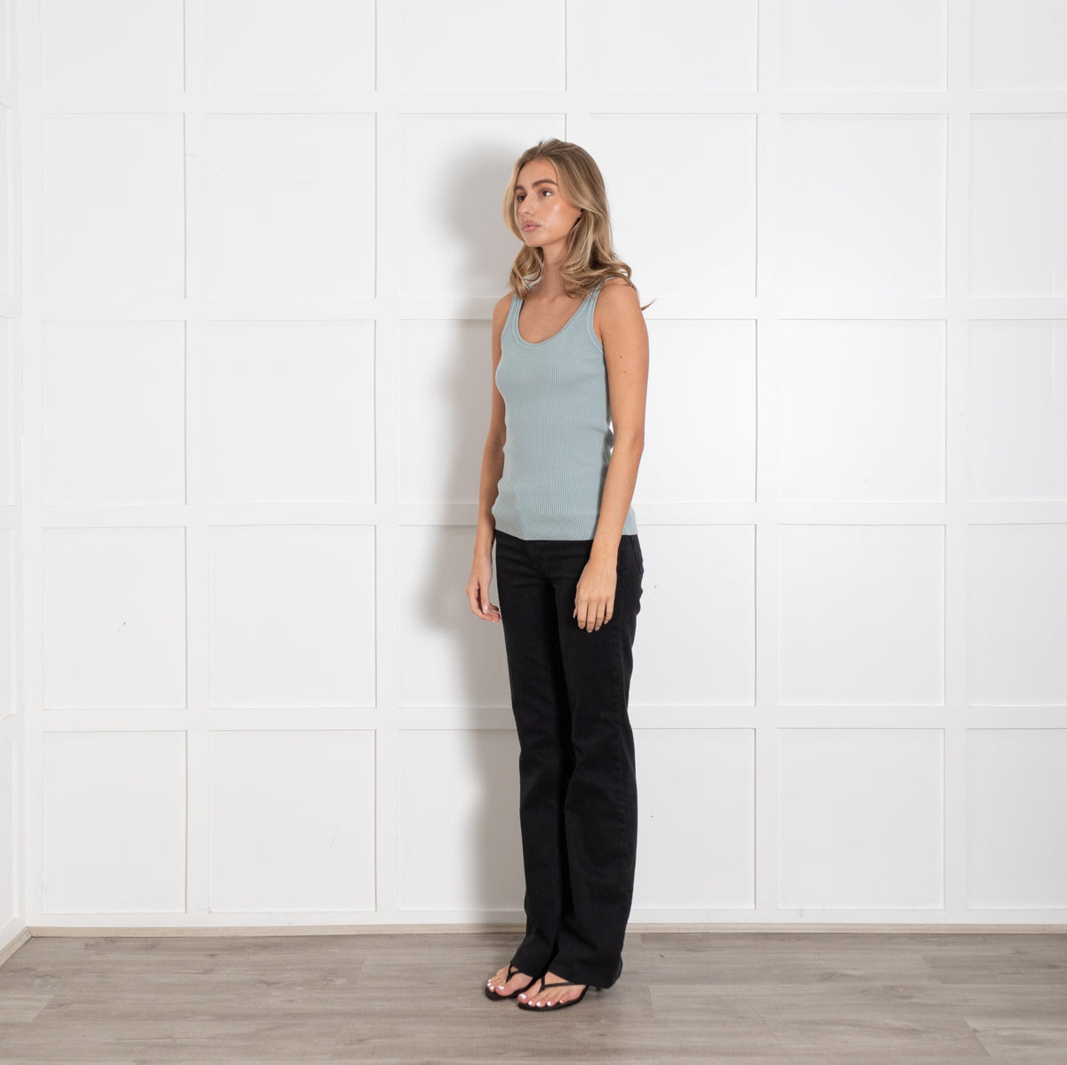 Amina Rubinacci Light Blue Sleeveless Knitted Wool Top UK 8 - Image 3