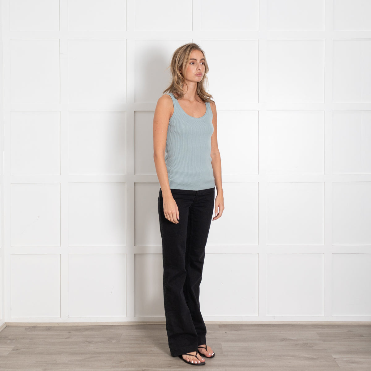 Amina Rubinacci Light Blue Sleeveless Knitted Wool Top UK 8 - Image 7