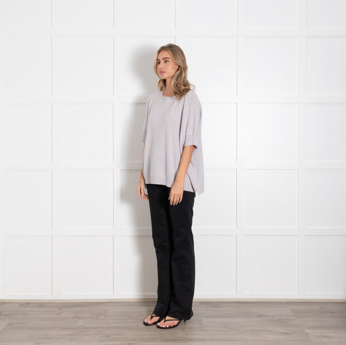 Amina Rubinacci Lilac Cashmere Blend Oversized Jumper UK 10 - Image 3