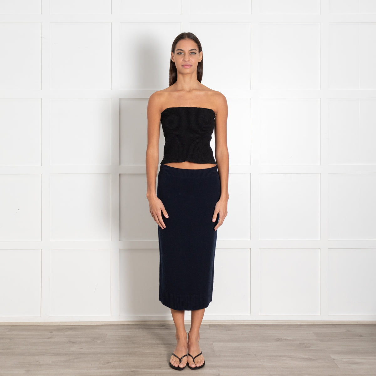 Amina Rubinacci Navy Lana Knitwear Pencil Skirt - Image 1