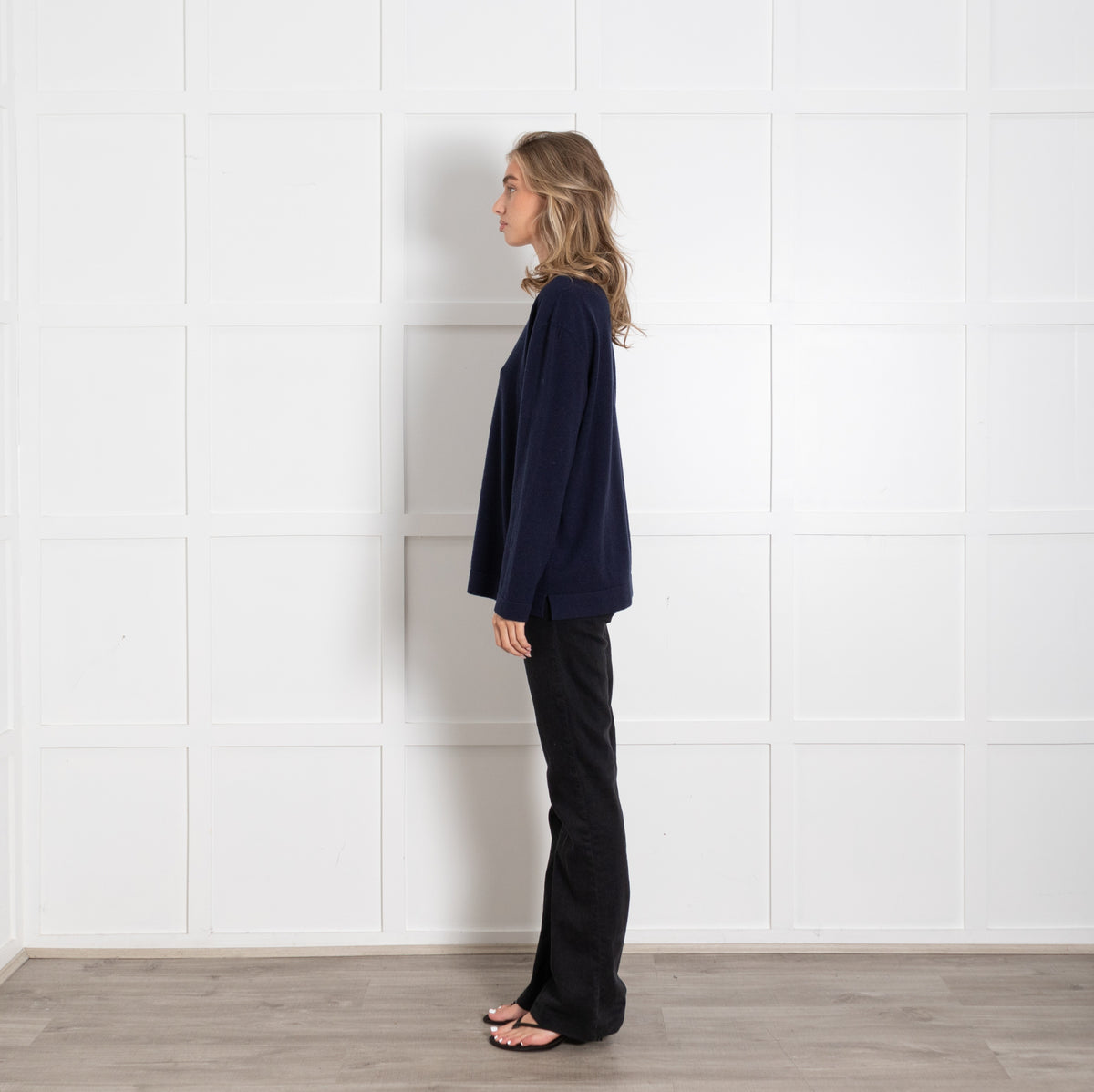 Amina Rubinacci Navy Silver Sequin Detail Cashmere Blend Jumper UK 12 - Image 4