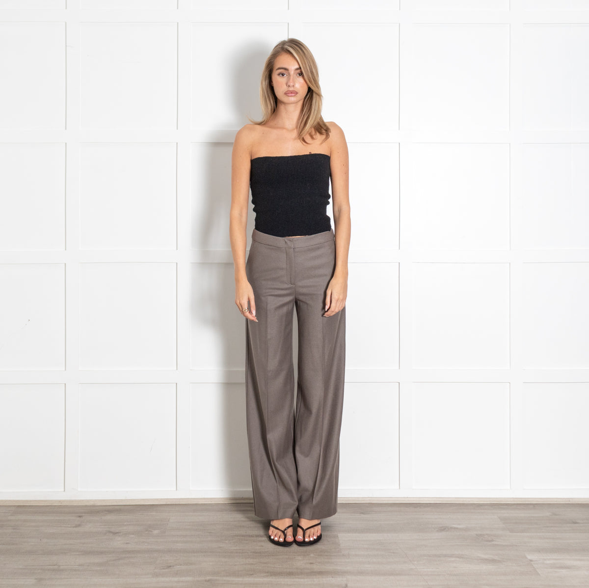 Amina Rubinacci Taupe Brown Wool Trousers - Image 1