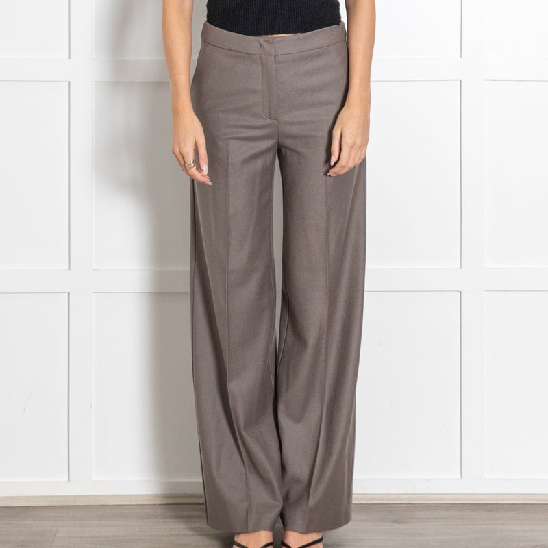 Amina Rubinacci Taupe Brown Wool Trousers - Image 2