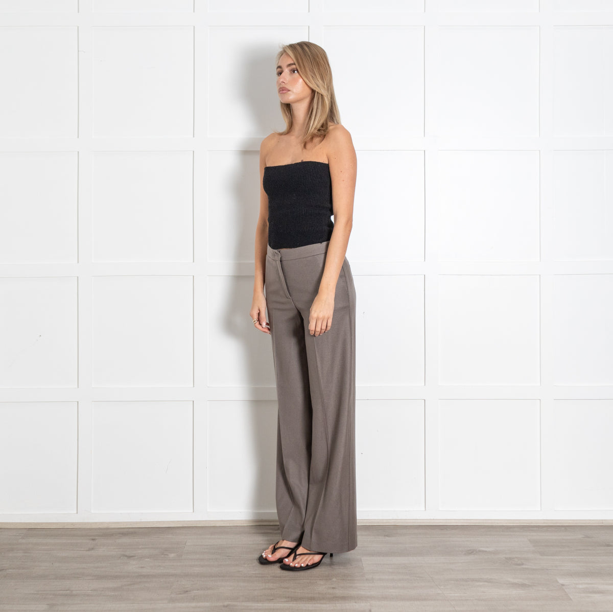 Amina Rubinacci Taupe Brown Wool Trousers - Image 3
