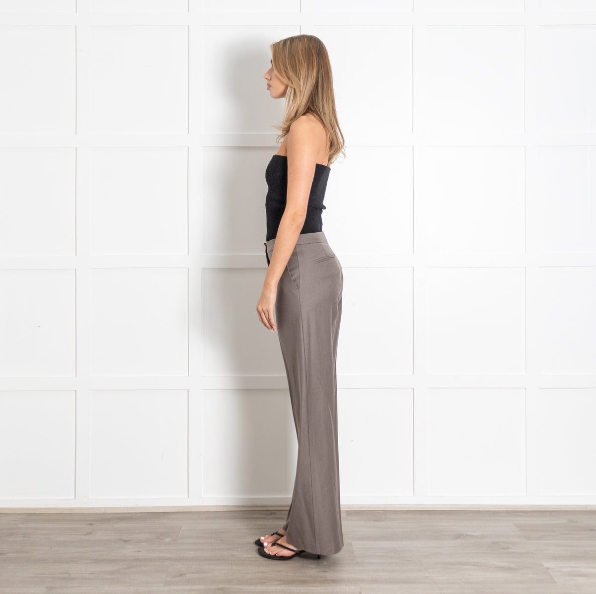 Amina Rubinacci Taupe Brown Wool Trousers - Image 4