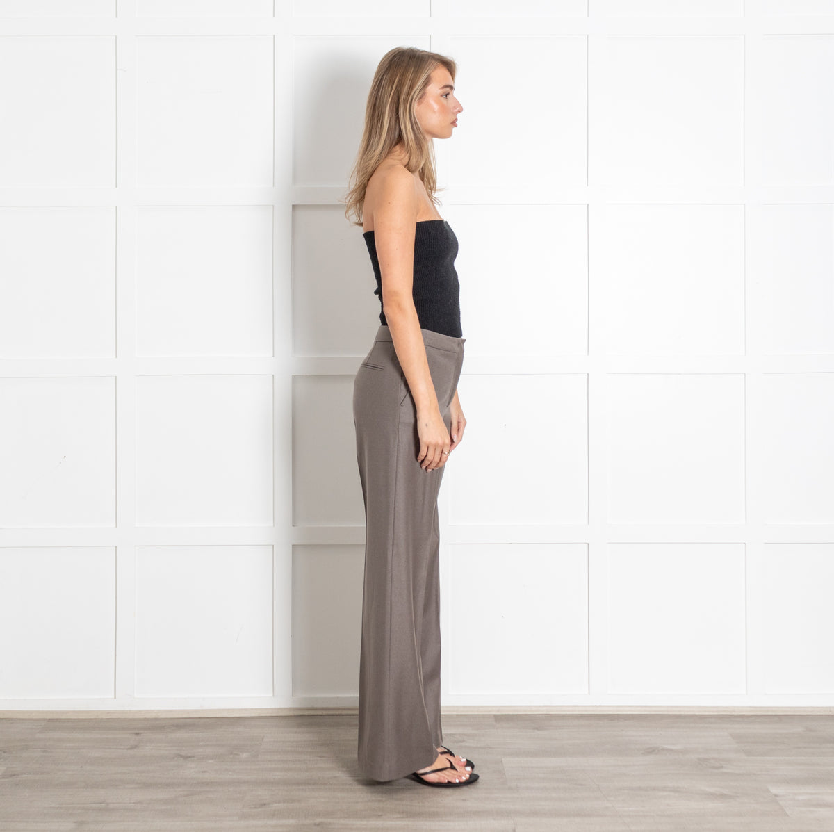 Amina Rubinacci Taupe Brown Wool Trousers - Image 6