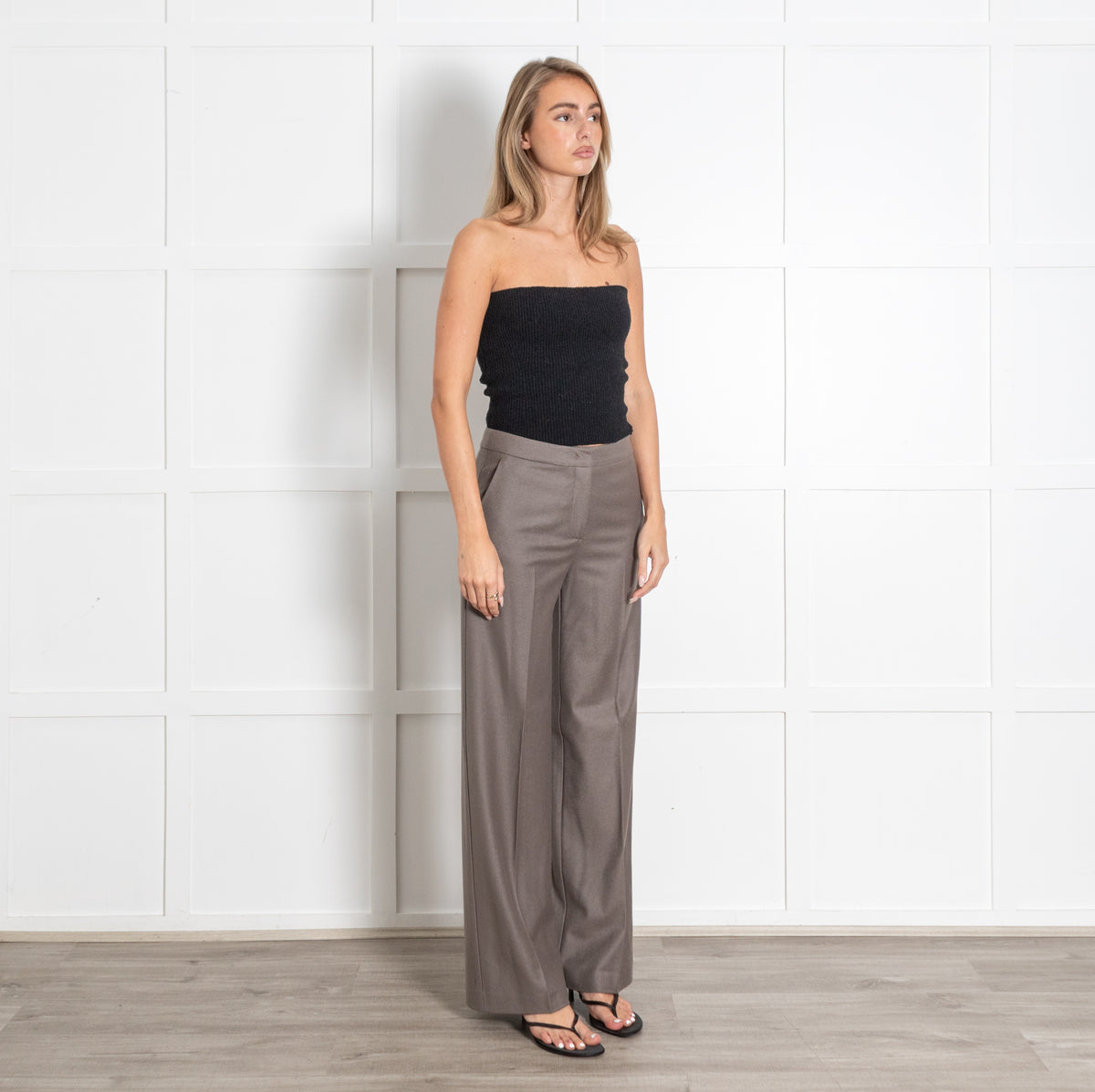 Amina Rubinacci Taupe Brown Wool Trousers - Image 7