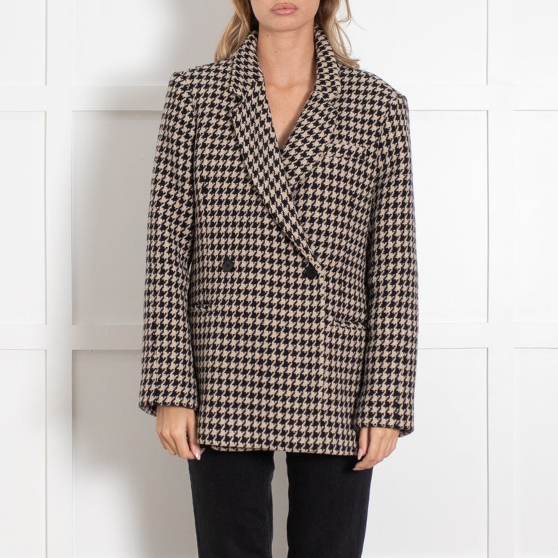 Anine Bing Black & Cream Houndstooth Blazer - Image 2