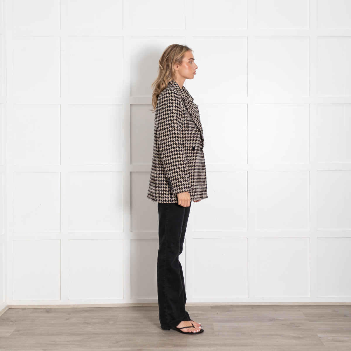 Anine Bing Black & Cream Houndstooth Blazer - Image 6