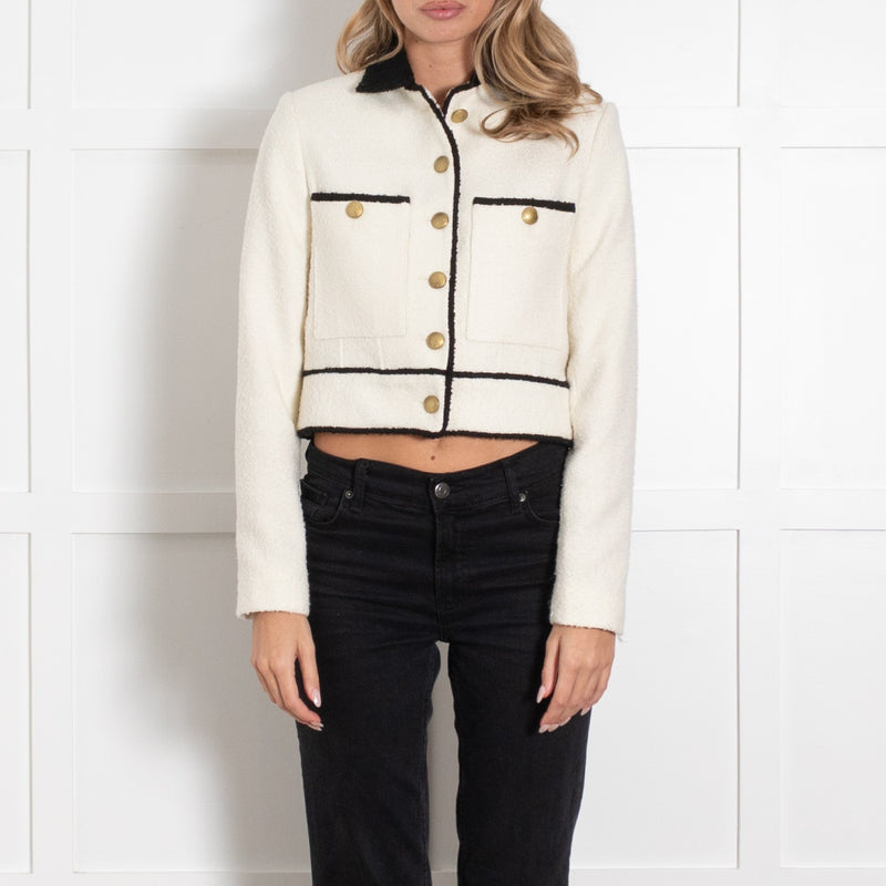 Anine Bing Cream Boucle Jada Jacket With Gold Buttons - Image 2