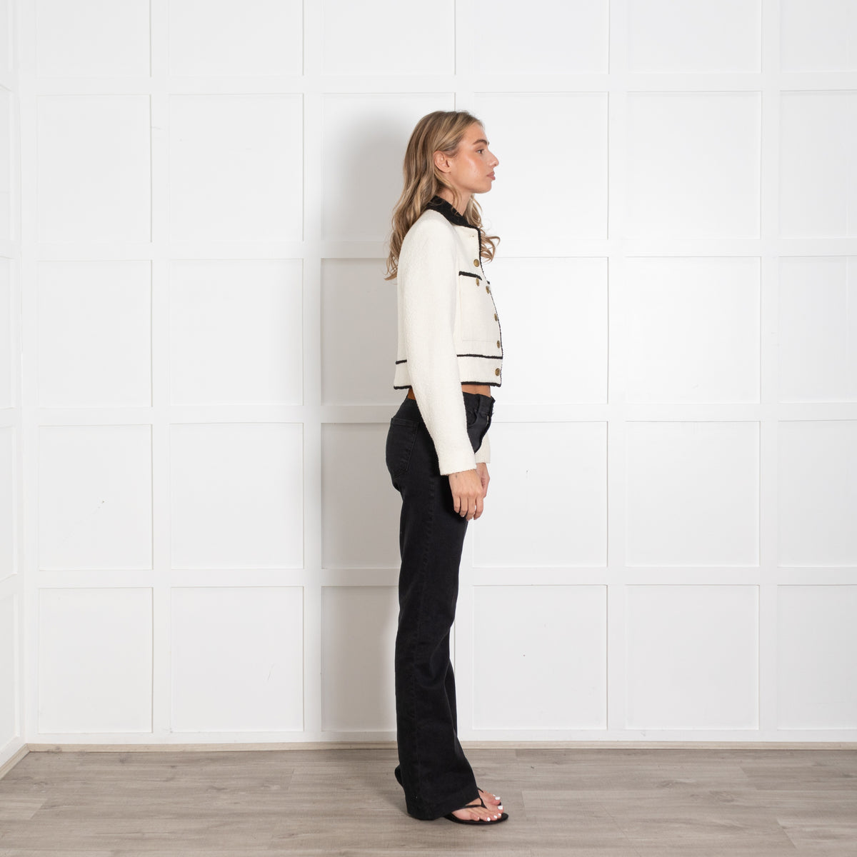 Anine Bing Cream Boucle Jada Jacket With Gold Buttons - Image 6