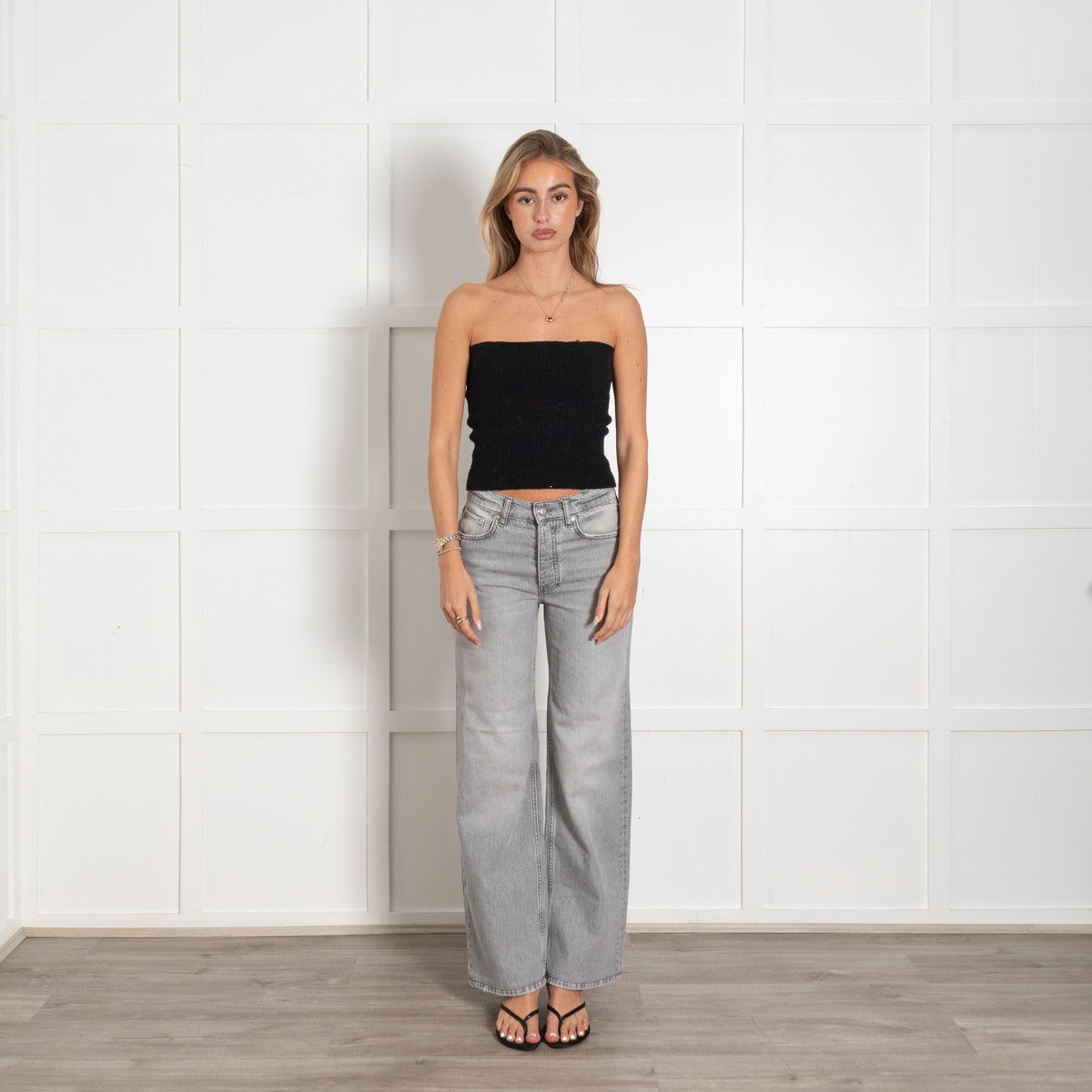 Grey Washed Five-Pocket Jeans - Image 1