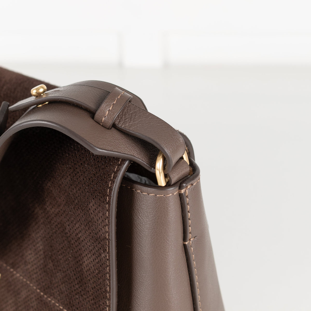 Anya Hindmarch Brown Mortimer Perforted Suede Flap Bag - Image 12