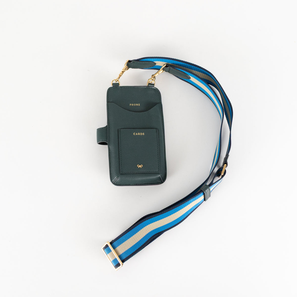 Anya Hindmarch Dark Green Nastro Phone Bag Crossbody - Image 7