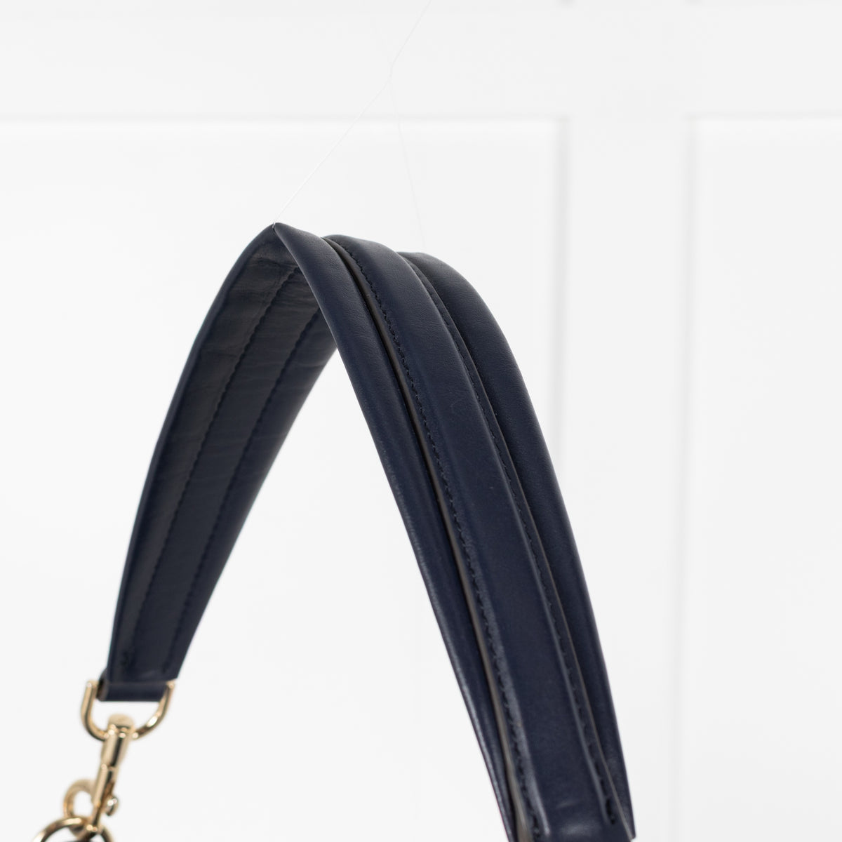 Navy Maxi Zip Satchel Leather Bag - Image 11