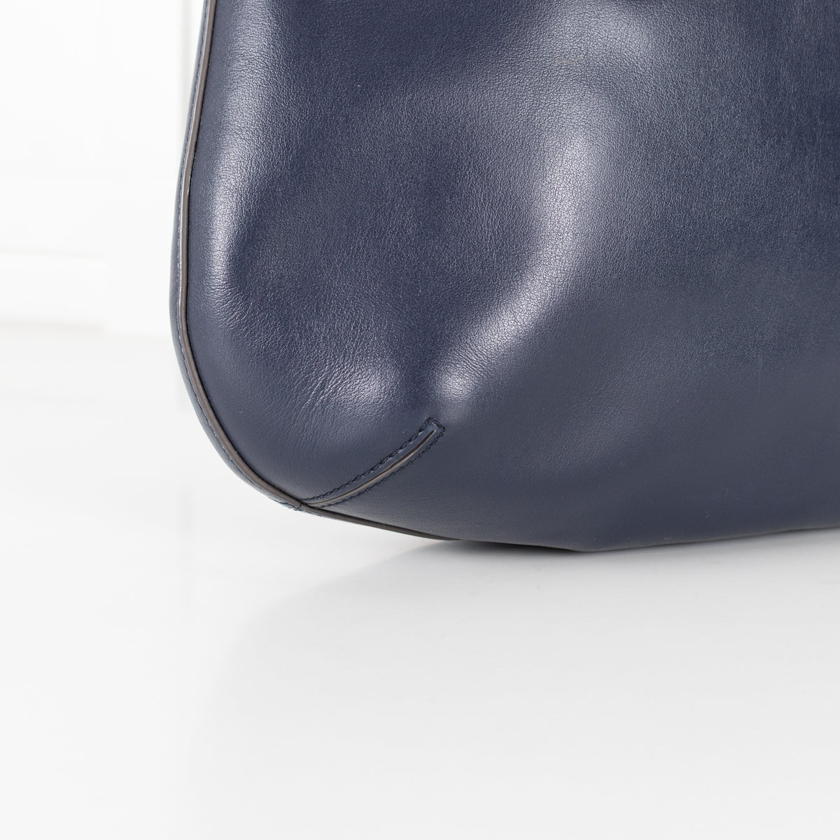 Navy Maxi Zip Satchel Leather Bag - Image 13