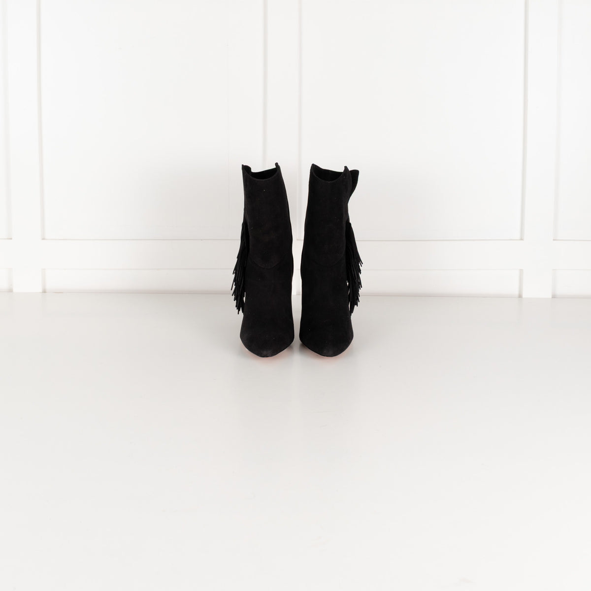 Aquazzura Black Fringe Ankle Boots - Image 1