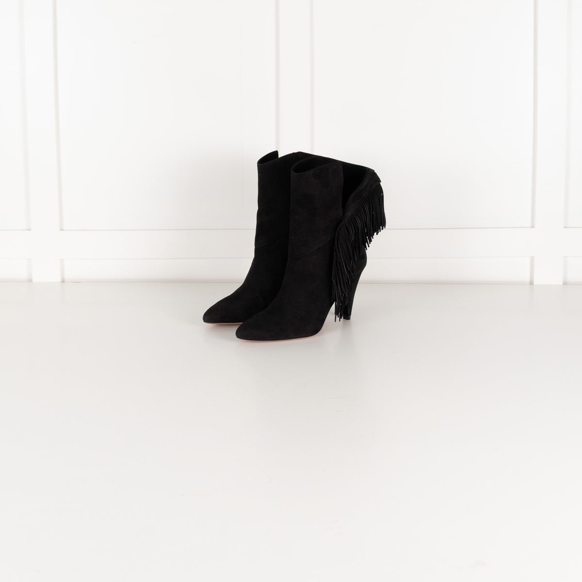 Aquazzura Black Fringe Ankle Boots - Image 2