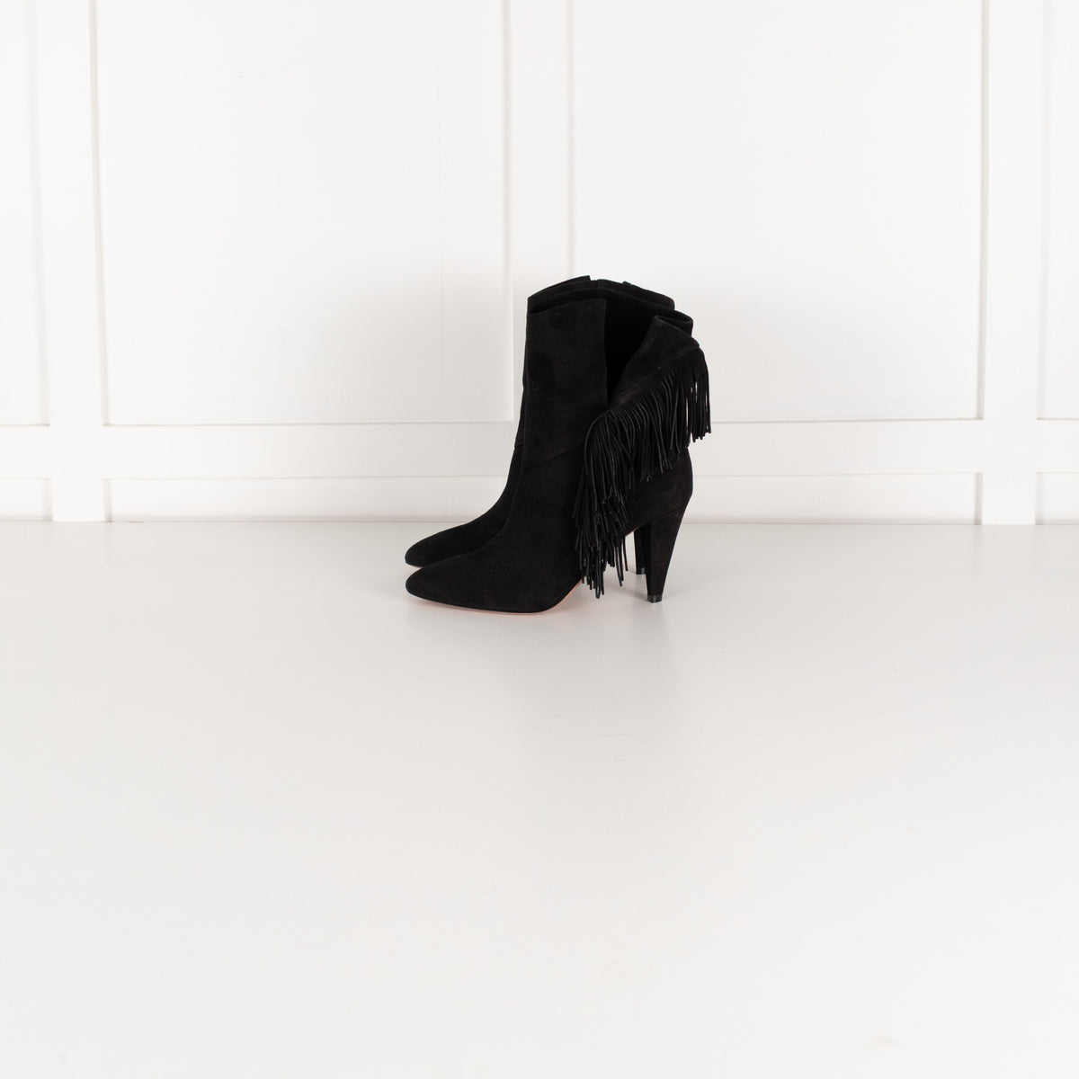 Aquazzura Black Fringe Ankle Boots - Image 3