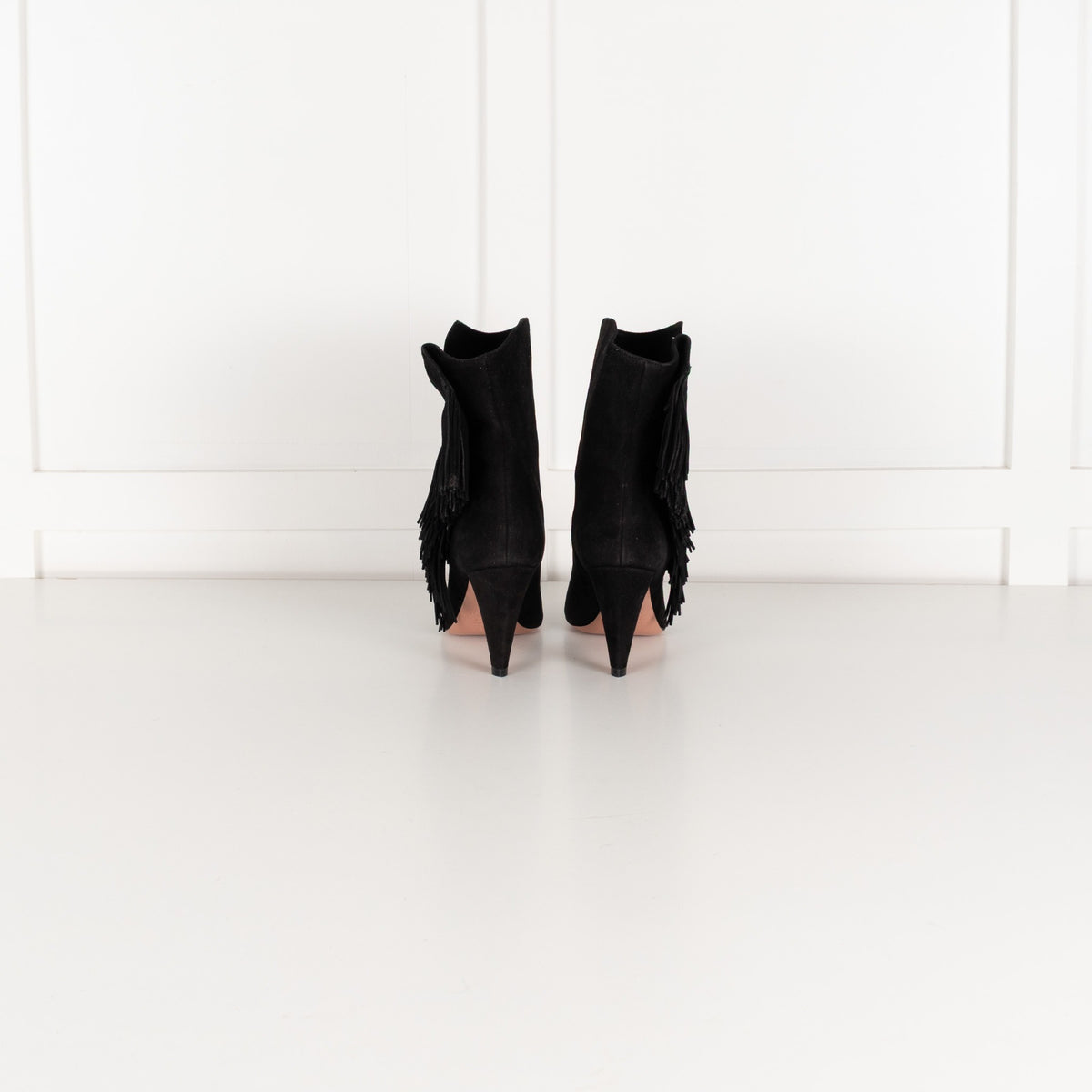 Aquazzura Black Fringe Ankle Boots - Image 4