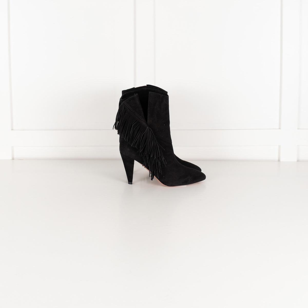 Aquazzura Black Fringe Ankle Boots - Image 5
