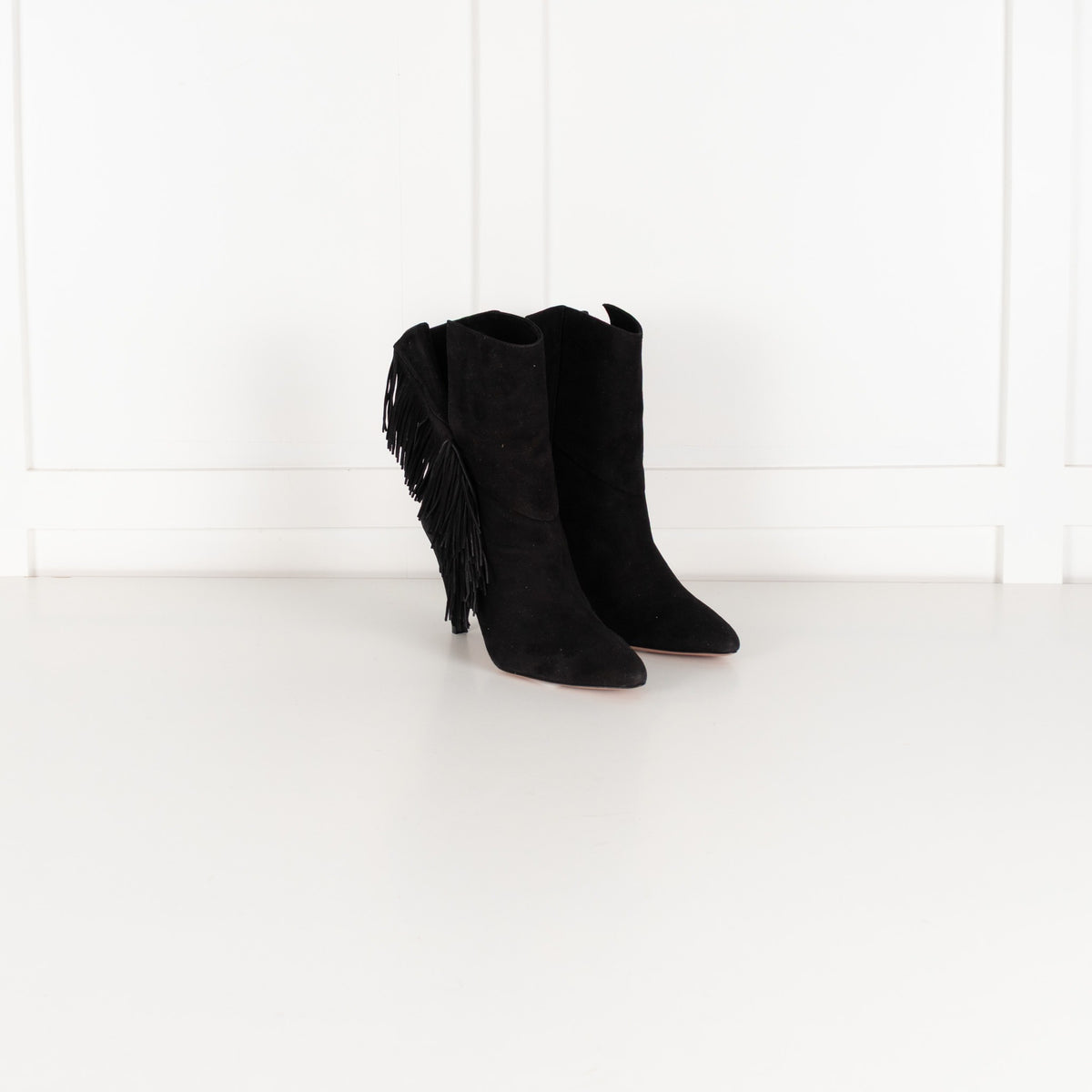Aquazzura Black Fringe Ankle Boots - Image 6