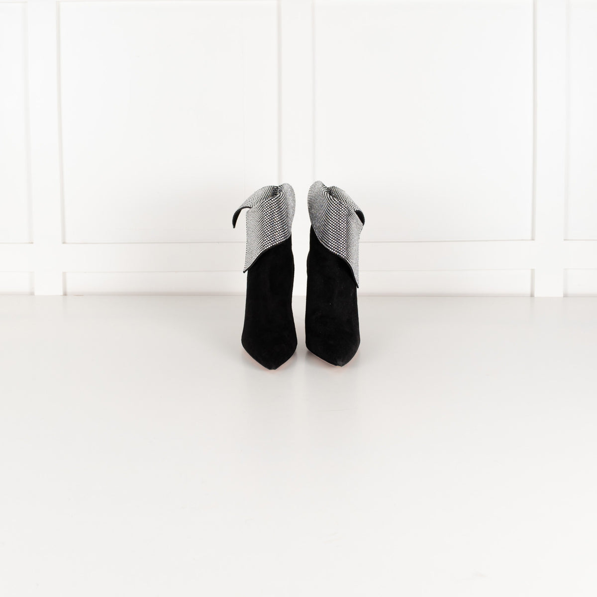 Aquazzura Black Night Fever Crystal-Embellished  Suede Ankle Suede Boots - Image 2