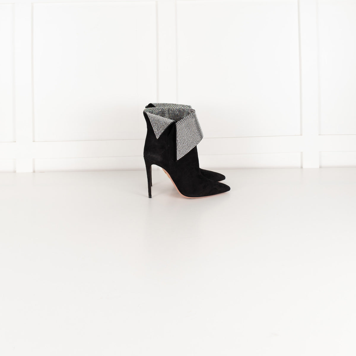 Aquazzura Black Night Fever Crystal-Embellished  Suede Ankle Suede Boots - Image 5