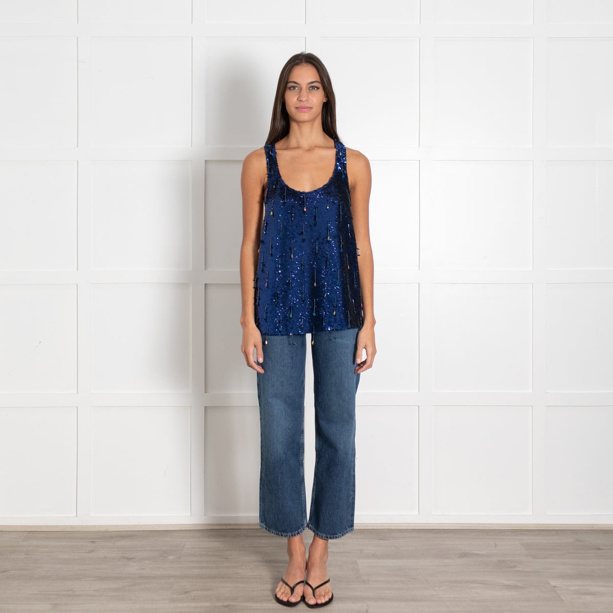 Ashish Blue Sequin Tank Top - Image 1