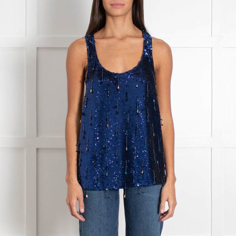 Ashish Blue Sequin Tank Top - Image 2