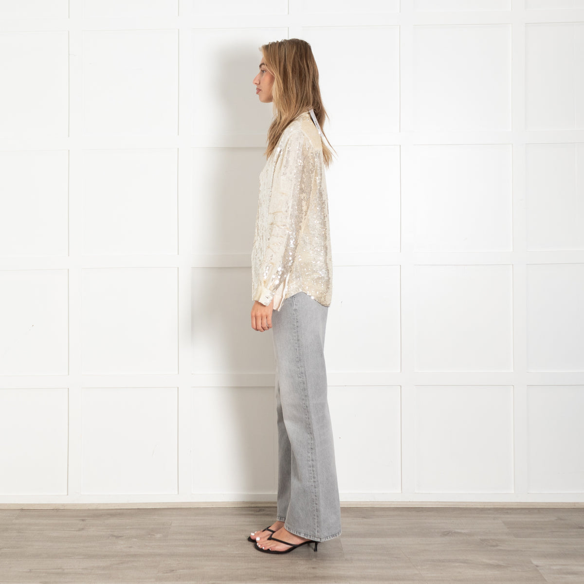 Gold & Silver Sequin Button Long Sleeved Shirt - Image 4