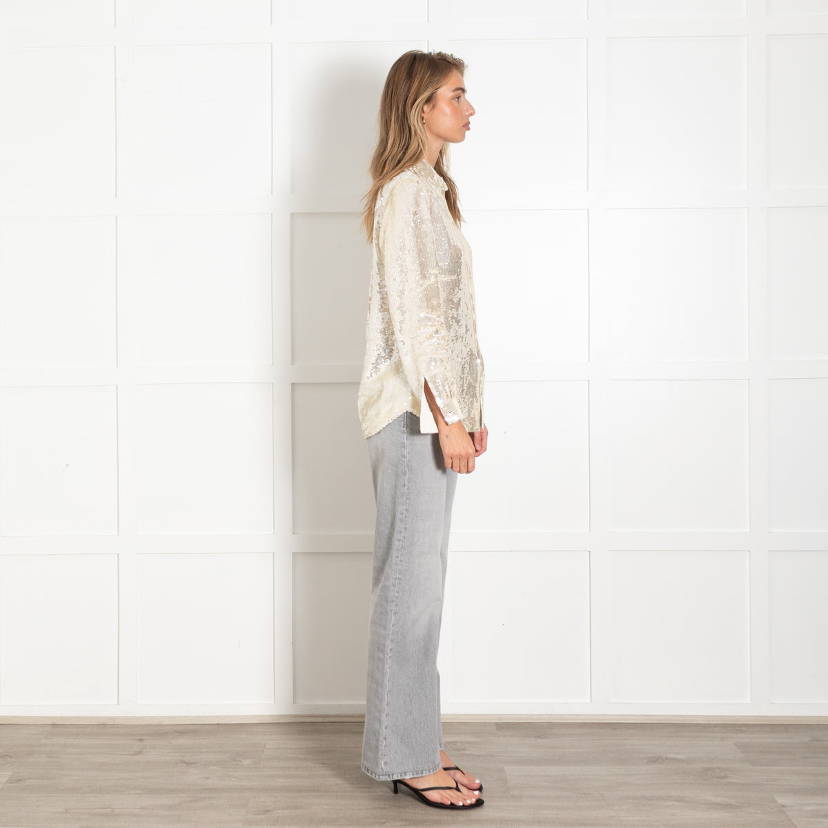 Gold & Silver Sequin Button Long Sleeved Shirt - Image 6